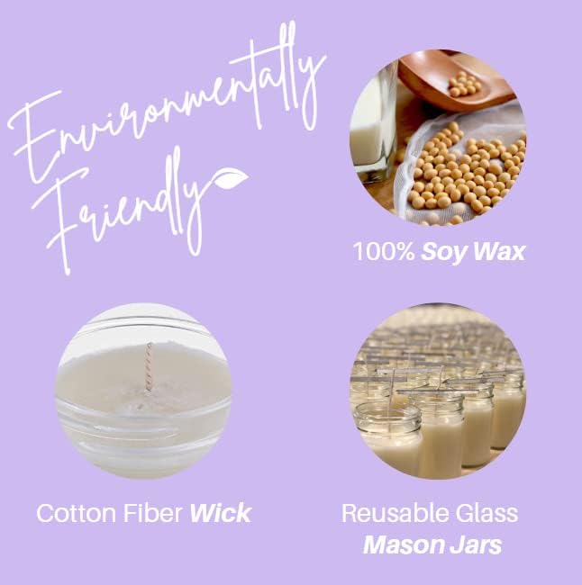 Nika's Home Lilac Soy Candle - 12oz Mason Jar - Non-Toxic - Hand Poured in The USA, Long Burning 50-60 Hours Highly Scented All Natural, Clean Burning
