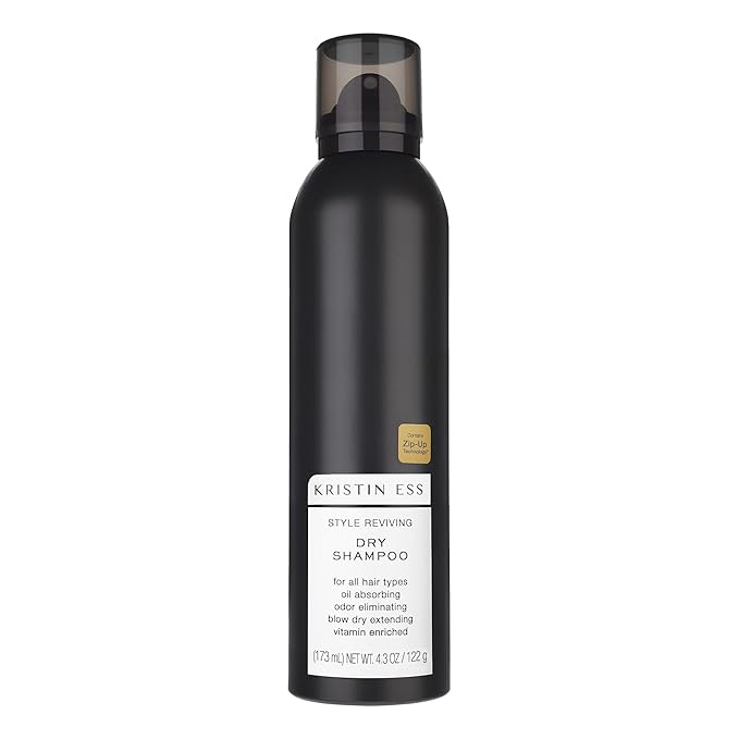 Kristin Ess Hair Style Reviving Dry Shampoo with Vitamin C for All Hair Types, Blonde and Brunette Hair, Oil Absorbing + Time Saving Dry Shampoo Powder Spray for Women, Vegan, 4 oz