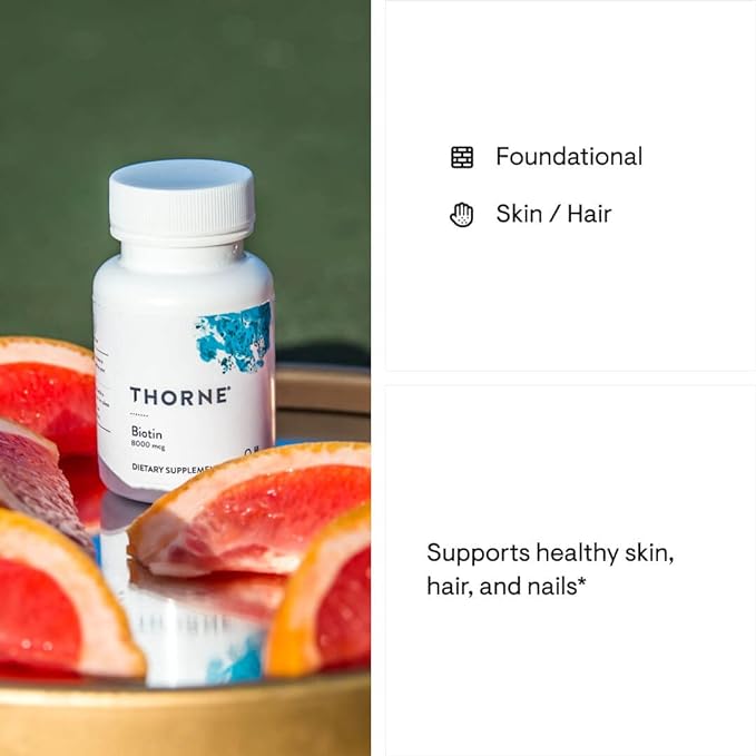 THORNE Biotin 8 - Vitamin B7 (Biotin) for Healthy Hair, Nails, and Skin* - 60 Capsules