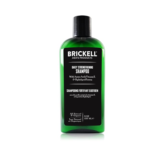 Brickell Men's Products Daily Strengthening Shampoo for Men, Natural and Organic Featuring Mint and Tea Tree Oil To Soothe Dry and Itchy Scalp, Sulfate Free and Paraben Free, 8 Ounce, Scented