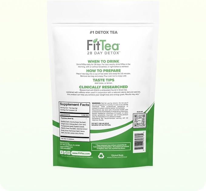 The ORIGINAL Fit Tea 28 Day Detox Tea - Detox Cleanse Tea for Women and Men - Clinically Tested Slim Tea Detox Drink