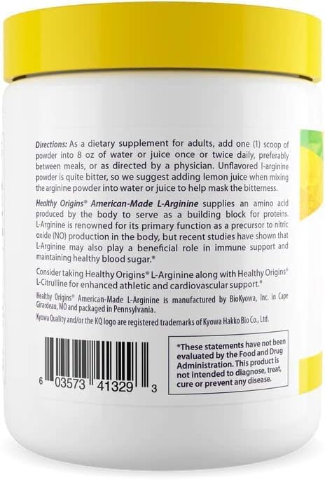 Healthy Origins - L-Arginine (American-Made, Non-GMO, Gluten Free, Muscle Support), 10.6 Ounce