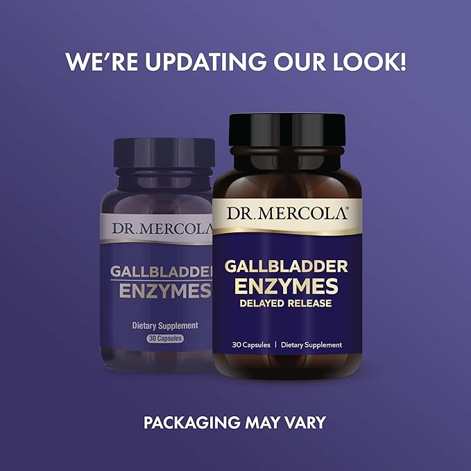 Dr. Mercola Gallbladder Enzymes - Gallbladder & Digestive Health Support - Includes Pancreatic Protease, Amylase & Lipase - Non-GMO, Gluten-Free & Soy-Free - 30 Delayed Release Capsules (30 Servings)