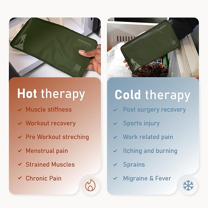 Medium Flexible Gel Ice Packs for Injuries Reusable - Soft Hot and Cold Packs for Injuries for Ankle, Arm, Foot, Leg, Back Pain Relief - 8" x 12" - Green