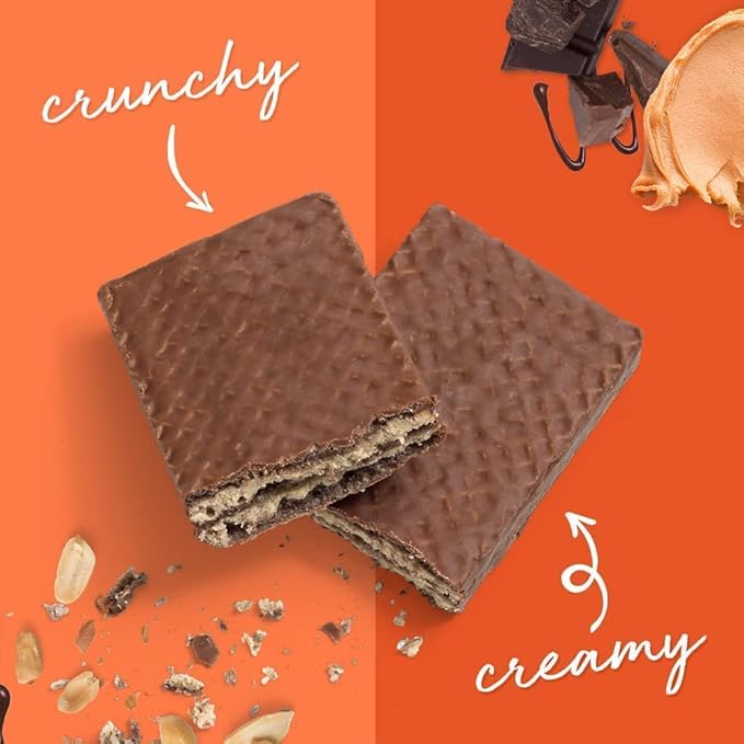 Power Crunch Protein Wafer Bars, High Protein Snacks with Delicious Taste, Peanut Butter Fudge, 1.4 Ounce (12 Count) (Pack of 2)