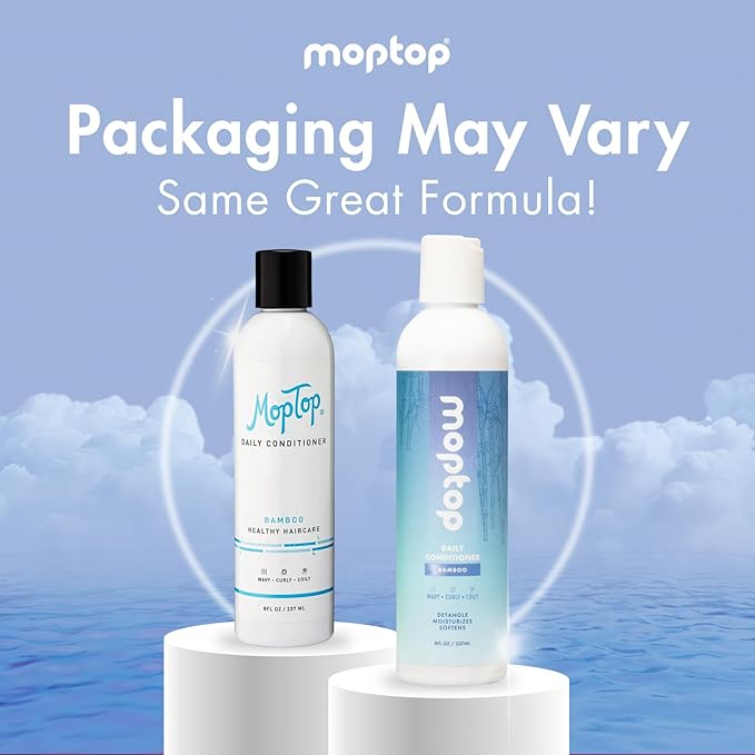 MopTop Daily Curly Hair Conditioner – Hair Moisturizer to Restore Dry, Damaged Hair & Reduce Frizz, Sulfate & Paraben Free Hair Care for All Hair Types – Wavy, Curly, Coily (Bamboo, 8 oz)
