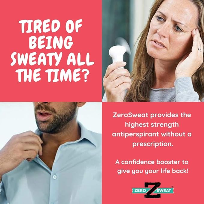 ZeroSweat Antiperspirant Deodorant | Clinical Strength Hyperhidrosis Treatment - Reduces Armpit Sweat (2 Pack)