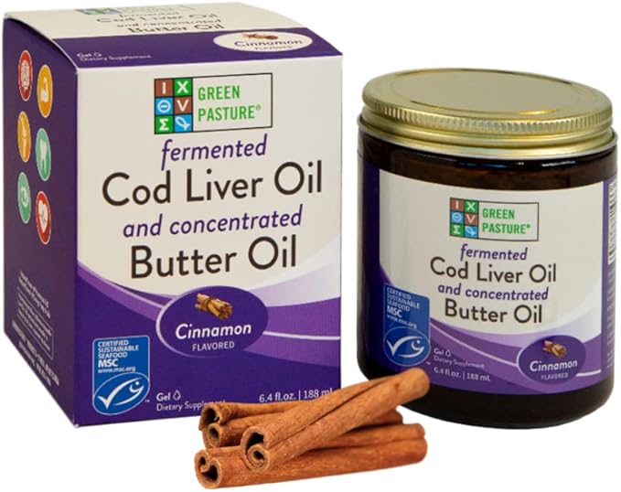 Green Pasture Butter Oil/Fermented Cod Liver Oil Blended Gel - 6.4 oz.- Cinnamon
