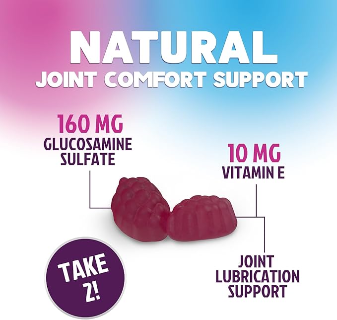 Joint Support Gummies Glucosamine Plus Vitamin E - Nature's Joint Support Supplement for Occasional Discomfort for Back, Knees & Hands - Cartilage & Joint Health & Flexibility Support - 120 Gummies