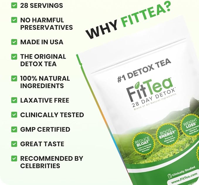 The ORIGINAL Fit Tea 28 Day Detox Tea - Detox Cleanse Tea for Women and Men - Clinically Tested Slim Tea Detox Drink