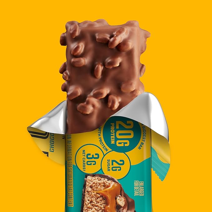FULFIL Protein Bars, Chocolate Salted Caramel Flavored, Gluten Free with 20g Protein, Pantry Staples, 12 Count