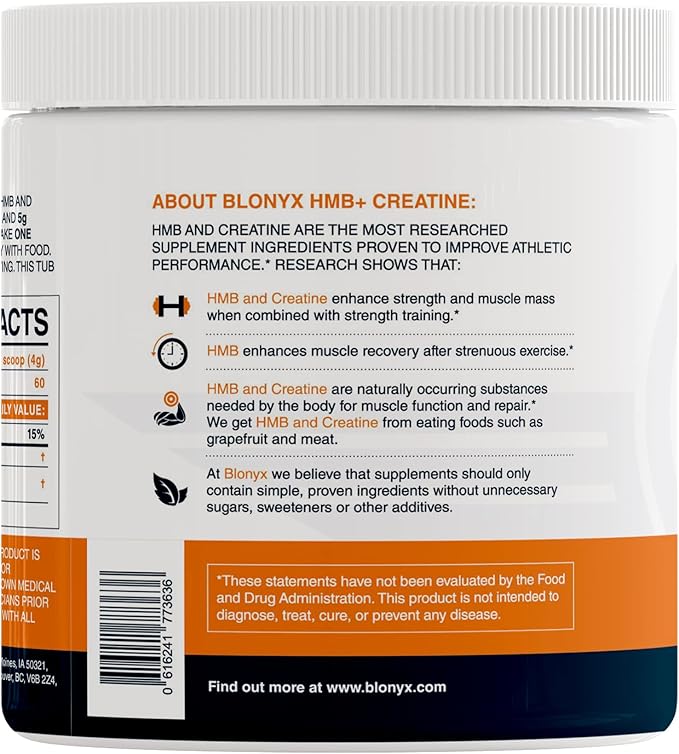 HMB + Creatine Supplement - 3g Daily HMB for Enhanced Strength, Power & Recovery, Ideal for High-Intensity Athletes, 30-Day Supply