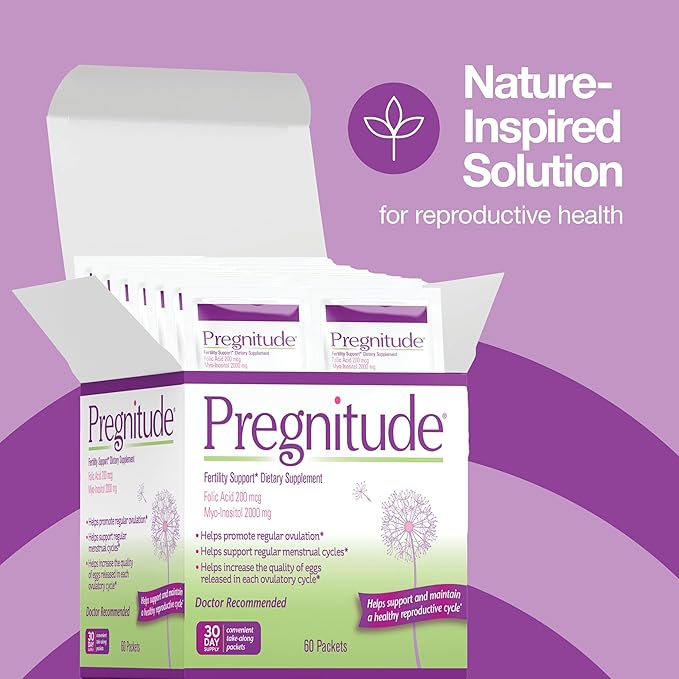 Pregnitude Reproductive Fertility Support - Helps Promote Regular Ovulation - Menstrual Cycles, and Increase Quality of Eggs - 30 Day Supply 60 Packets