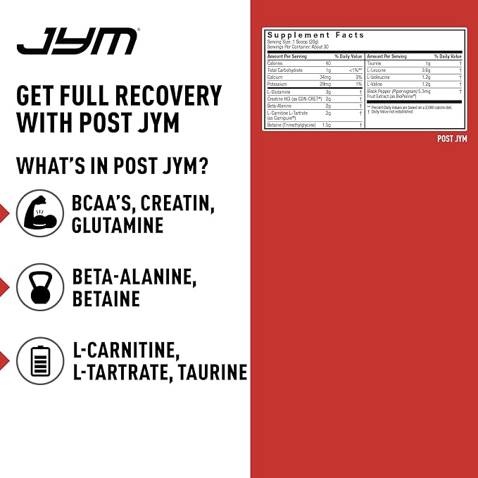 Post JYM Active Matrix - Post-Workout with BCAA's, Glutamine, Creatine HCL, Beta-Alanine, and More JYM Supplement Science Fruit Punch, 30 Servings