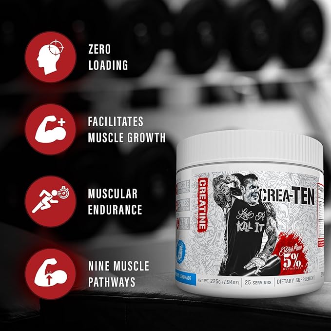 5% Nutrition CreaTEN Creatine Complex + Accelerators | Flavored Creatine Powder for Muscle Gain | Max Power, Strength, Endurance, & Recovery (Blue Raspberry)