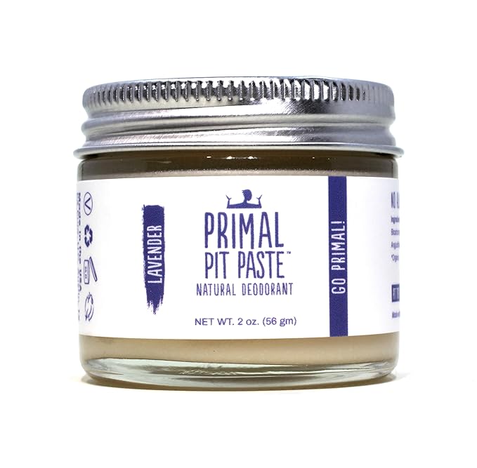 Primal Pit Paste Natural Aluminum-Free Deodorant, Lavender (1-Pack) | All-Day Odor Control for Women & Men | Effective, Skin Soothing Formula with Safe, Organic Ingredients and Essential Oils