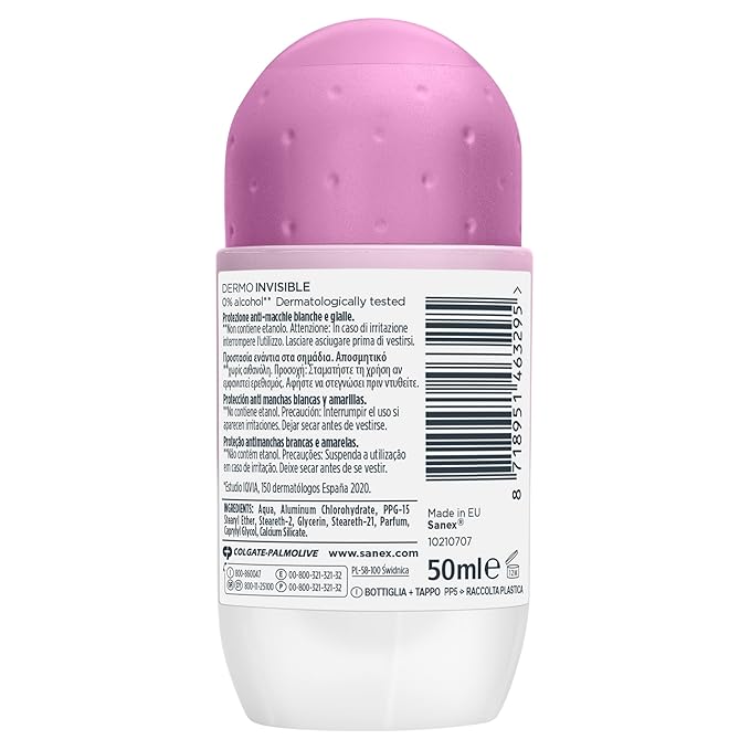 Sanex Deodorant Roll On Dermo Invisible 50 ml 6 Pack