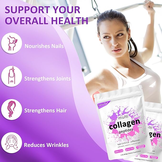 Multi Collagen Peptides Powder - Hydrolyzed Collagen Types I, II, III, V, X for Skin, Hair, Nails & Joint Support - Unflavored, Gluten-Free, Easy to Mix - Non-GMO, Paleo Friendly 16oz (1 Pack)