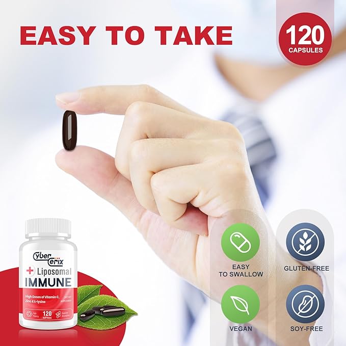 Liposomal Immune Support Supplement for Adults, Complex with L-Lysine 1,500mg, Vitamins, Minerals & Herbal Extracts, Comprehensive Daily Wellness Blend for Men & Women - 240 Capsules
