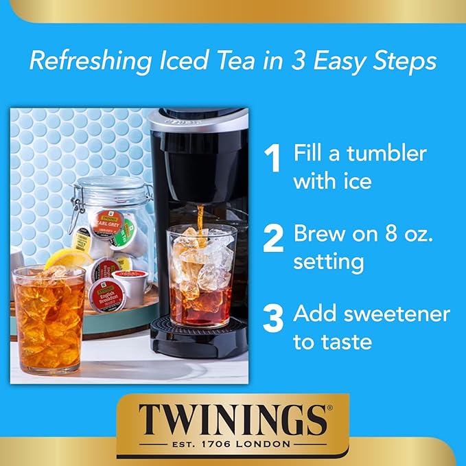 Twinings English Breakfast Black Tea K-Cup Pods for Keurig, 24 Count (Pack of 1), Smooth, Flavourful, Robust, Caffeinated, Enjoy Hot or Iced