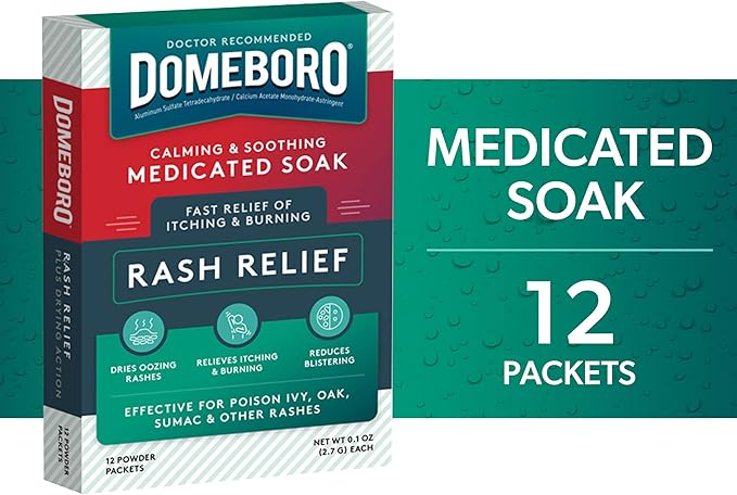 Domeboro Medicated Soak Rash Relief (Burow’s Solution), 12 Count (Pack of 1) - Packaging May Vary