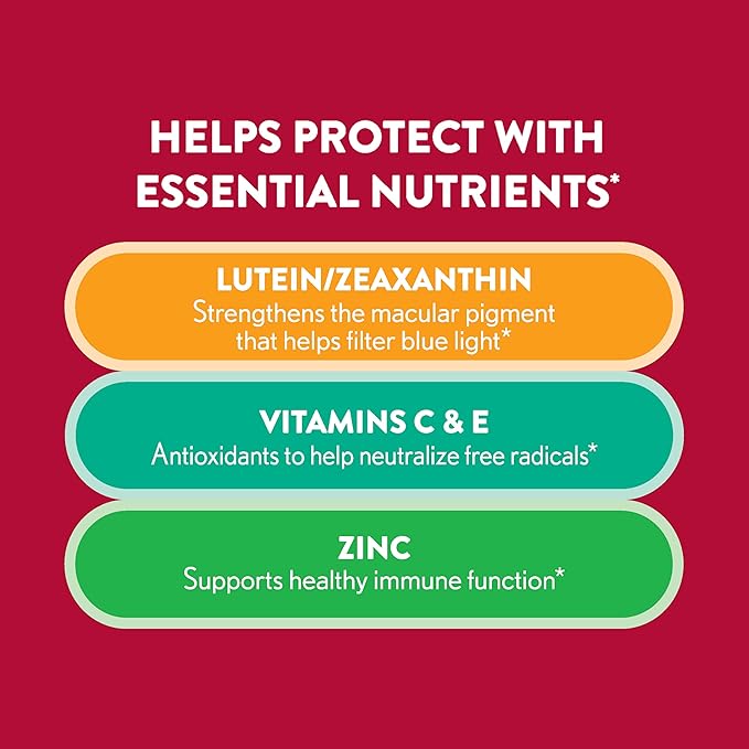 Ocuvite Vitamin & Mineral Supplement for Eye Health Adult Gummies, Contains Lutein & Zeaxanthin, Mixed fruit, 60 Count