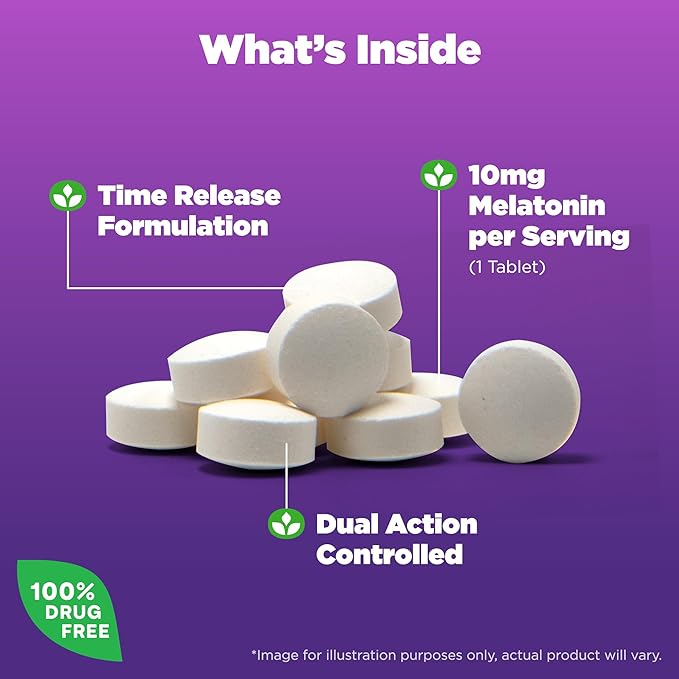 Natrol Melatonin 10mg Tablets, Advanced Sleep Dietary Supplement for Restful Sleep, 100 Melatonin Time Release Tablets, 100 Servings