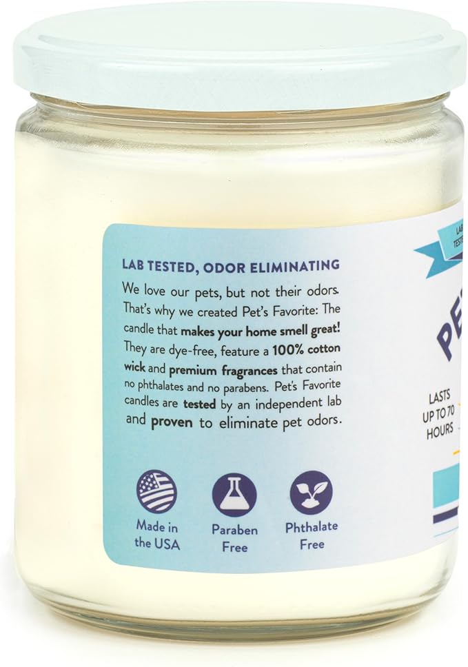 Pet's Favorite Fresh Laundry Pet Odor Candle, Clean Burning, Long Lasting Plant Based Soy Candles with a Cotton Wick, Pack of 2