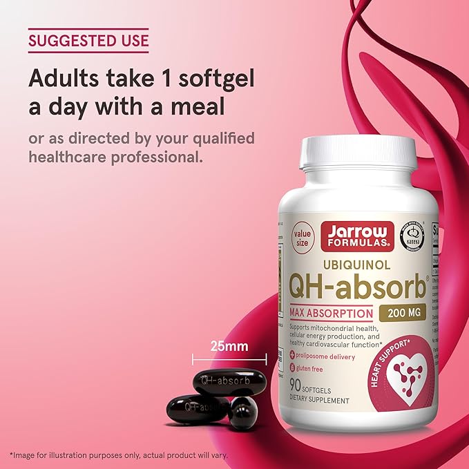 Jarrow Formulas CoQ10 200mg Softgels - 90 Day Supply, Ubiquinol Co Q 10 Supplement for Cardiovascular Health, 90 Softgels