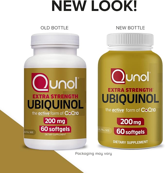 Qunol Ubiquinol CoQ10 200mg Softgels, Powerful Antioxidant for Heart and Vascular Health, Essential for Energy Production, Natural Supplement Active Form of CoQ10, 60ct Softgels
