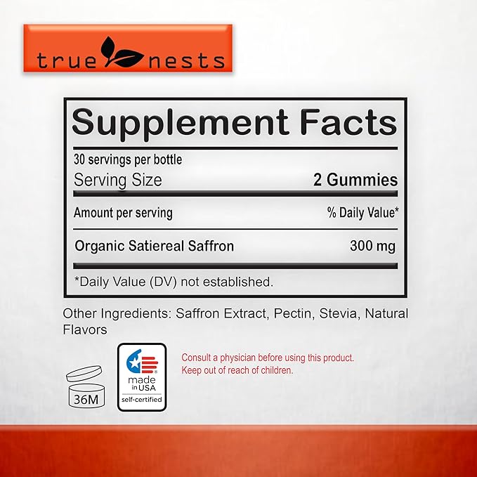 Saffron Gummies – Vegan & Non-GMO, Premium Saffron Extract, Delicious Herbal Flavor, Supports Relaxation, Focus, and Energy, Perfect for Daily Wellness, 60 Count