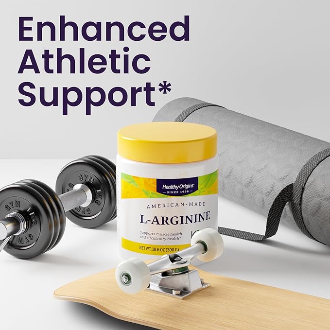 Healthy Origins - L-Arginine (American-Made, Non-GMO, Gluten Free, Muscle Support), 10.6 Ounce