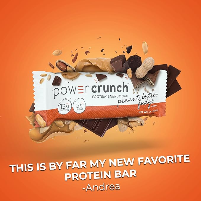 Power Crunch Protein Wafer Bars, High Protein Snacks with Delicious Taste, Peanut Butter Fudge, 1.4 Ounce (12 Count) (Pack of 2)