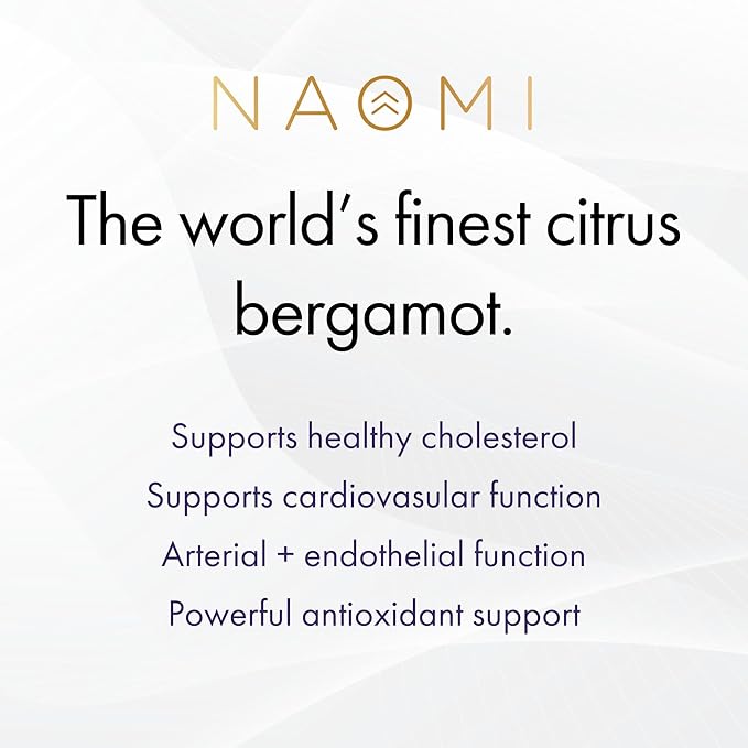NAOMI Italian Citrus Bergamot 500mg Award-Winning Cardiologist Dvlpd to Support Healthy Cholesterol & Triglyceride Levels Already in Normal Range, w/ 7 Key Polyphenols, Bergamot, VIT C, 30-Day Supply