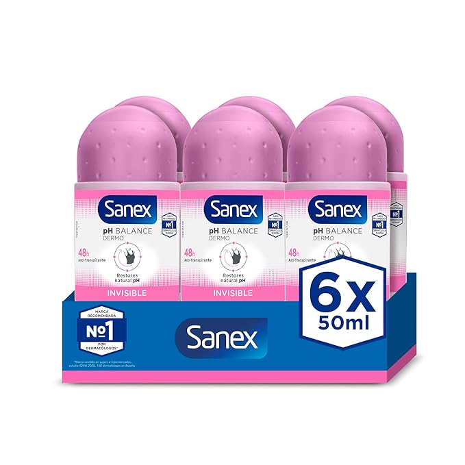 Sanex Deodorant Roll On Dermo Invisible 50 ml 6 Pack