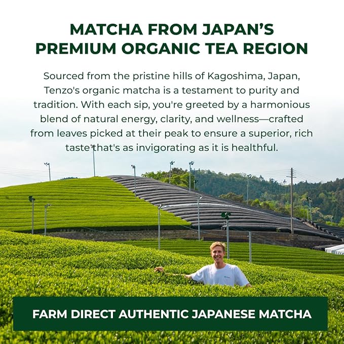 Tenzo Matcha Green Tea Powder, Organic Cafe Sweetened Matcha Latte Green Tea Powder, Ceremonial Barista Crafted Mix - Authentically Japanese - Matcha Latte Mix (35.27 Ounce)