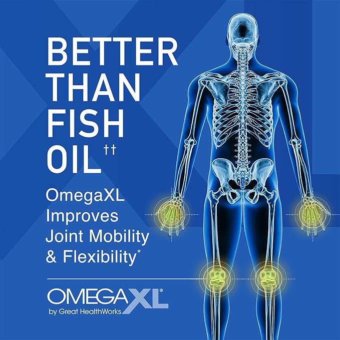 OmegaXL Joint Support Supplement, for Relief - Natural Muscle Support, Green Lipped Mussel Oil, Soft Gel Pills, Drug-Free, 60 Count