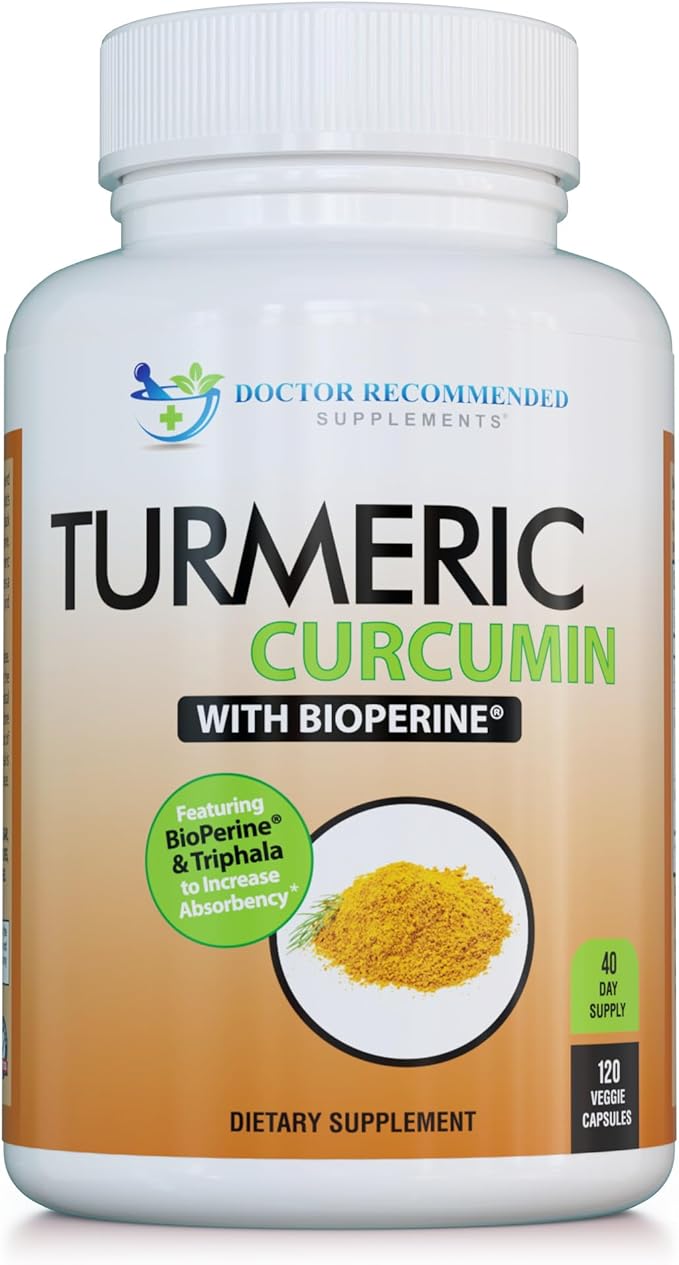 Turmeric Curcumin - 2250mg/d - Veggie Caps - 95% Curcuminoids with Black Pepper Extract (Bioperine) - 750mg Capsules - 100% Organic - Most Powerful Turmeric Supplement with Triphala (120 Count)