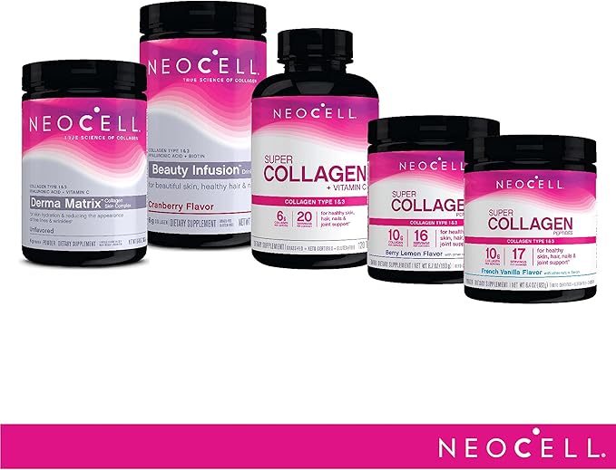 NeoCell Collagen Beauty Infusion With Biotin, Collagen Supplement for Healthy Skin, Hair and Nails, Includes Antioxidants, Cranberry Flavor, Powder, 11.6 Oz, 1 Canister