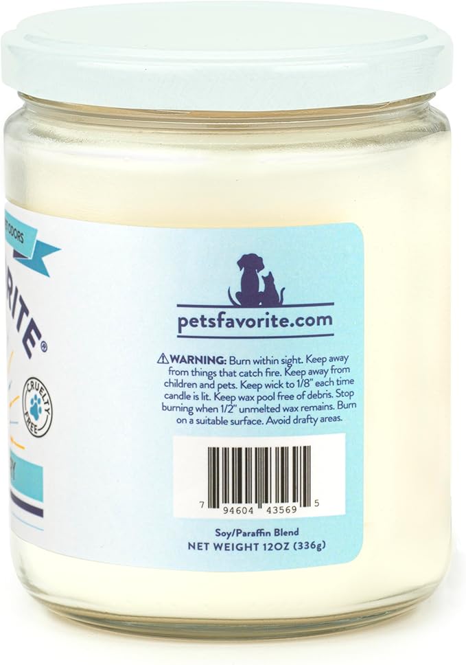 Pet's Favorite Fresh Laundry Pet Odor Candle, Clean Burning, Long Lasting Plant Based Soy Candles with a Cotton Wick, Pack of 2