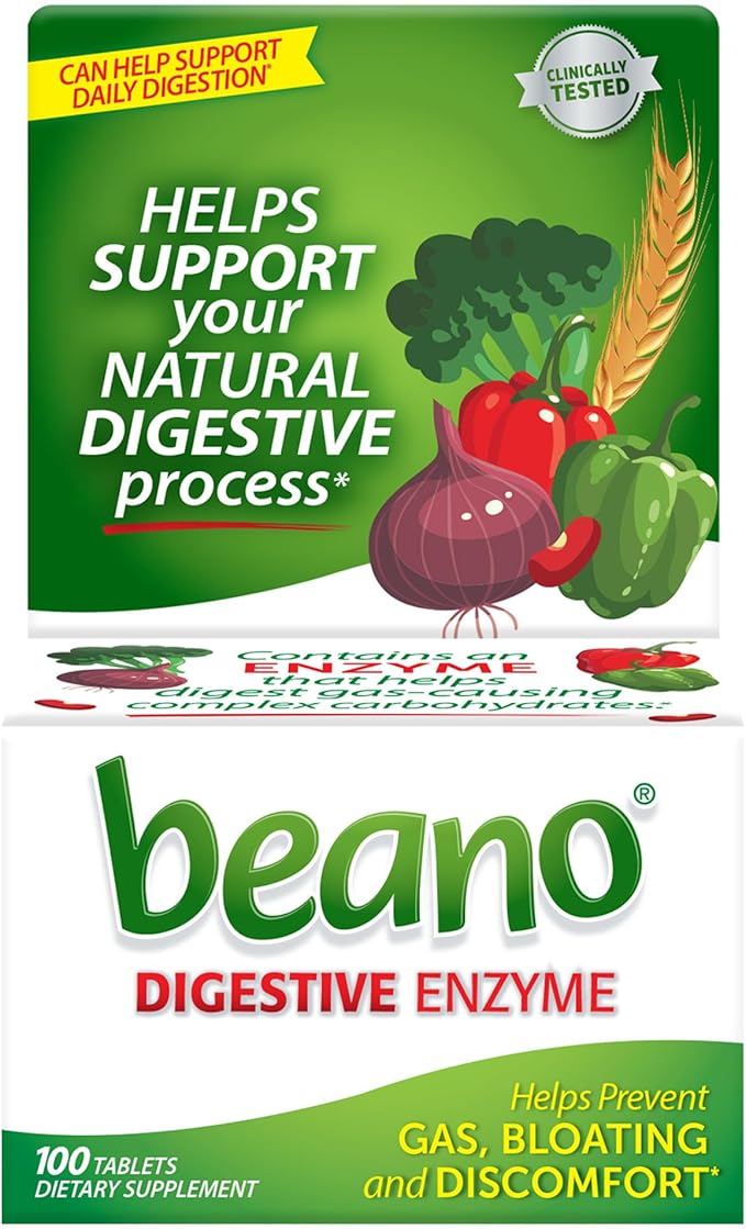 Beano Digestive Enzyme, Gas Prevention & Digestive Enzyme Supplement, 100 Count