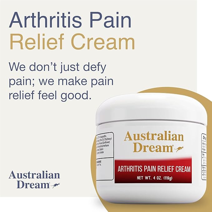 Australian Dream Arthritis Pain Relief Cream - Soothing & Non-Greasy - Powerful Topical Arthritis Pain Relief - Good for Muscle Aches or Joints - 4 oz Jar