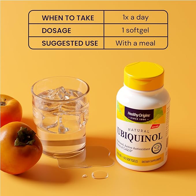 Healthy Origins Ubiquinol (Active Form of CoQ10), 200 mg - Ubiquinol Supplements for Heart Health & Antioxidant Support - Gluten-Free & Non-GMO Supplement - 60 Softgels
