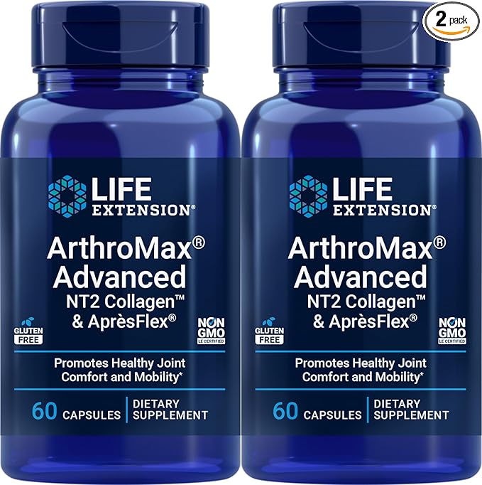 Life Extension ArthroMax Advanced with NT2 Collagen & ApresFlex, 60 Capsules (Pack of 2)