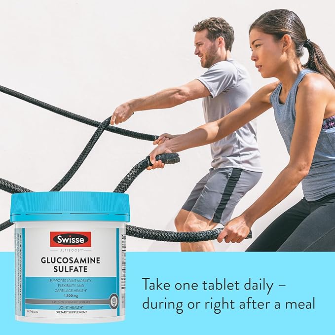 Swisse Glucosamine Sulfate Joint Support Supplement for Mobility and Flexibility Health | Women and Men | Glucosamina 1500mg | 180 Tablets| 6 Months Supply