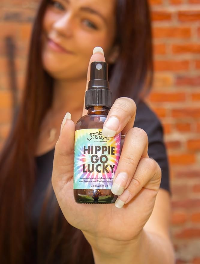 Frankie and Myrrh Hippie Go Lucky - Patchouli & Grapefruit Oil | Earthy, Musky Freshwater Cologne Aromatherapy Spray for Relaxing Stimulation and Energy | Room, Linen and Body Mist