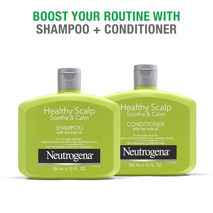 Neutrogena Tea Tree Oil Conditioner - Soothing & Calming for Healthy, Moisturized Hair & Scalp, pH-Balanced, Paraben-Free, Phthalate-Free, Safe for Color-Treated Hair, 12 fl oz