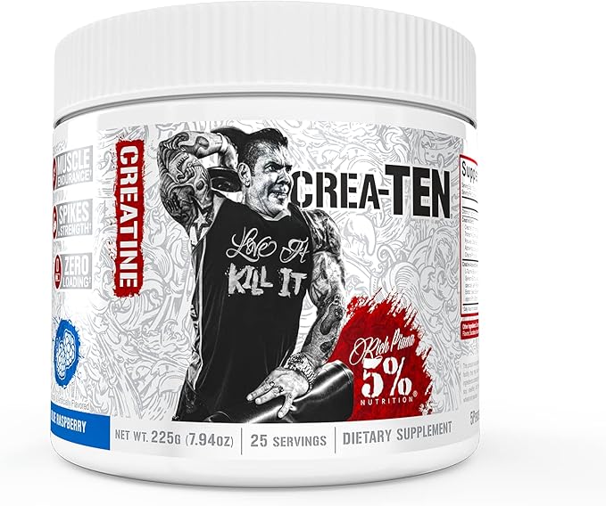 5% Nutrition CreaTEN Creatine Complex + Accelerators | Flavored Creatine Powder for Muscle Gain | Max Power, Strength, Endurance, & Recovery (Blue Raspberry)