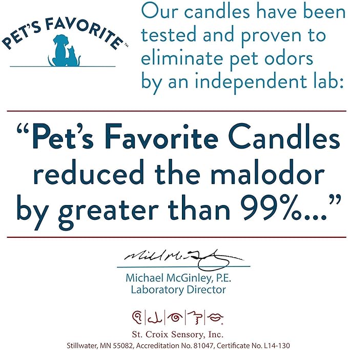 Pet's Favorite Fresh Laundry Pet Odor Candle, Clean Burning, Long Lasting Plant Based Soy Candles with a Cotton Wick, Pack of 2