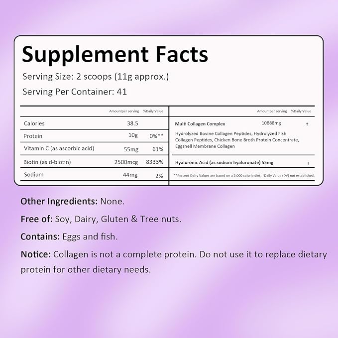 Multi Collagen Peptides Powder - Hydrolyzed Collagen Types I, II, III, V, X for Skin, Hair, Nails & Joint Support - Unflavored, Gluten-Free, Easy to Mix - Non-GMO, Paleo Friendly 16oz (1 Pack)